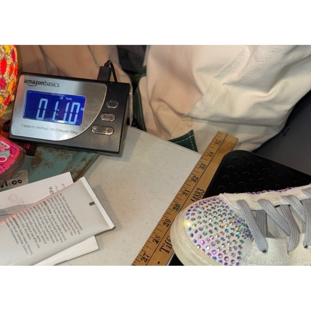 P448 John Gray Suede Rhinestone Sneakers Crystal Bling Y2K 38 size 7 glam Italy - Picture 12 of 13